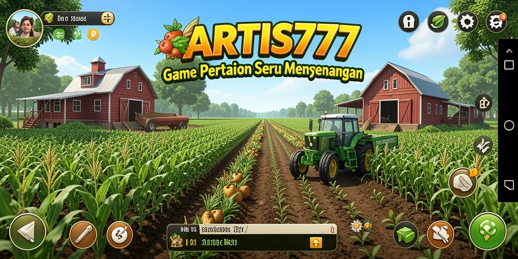 Tampilan screenshot ARTIS777 menampilkan petualangan seru di ladang pertanian.