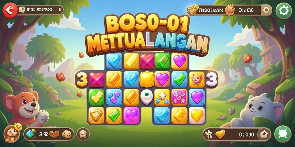 Tampilan menarik dari gameplay Match-3 dalam BOS01.