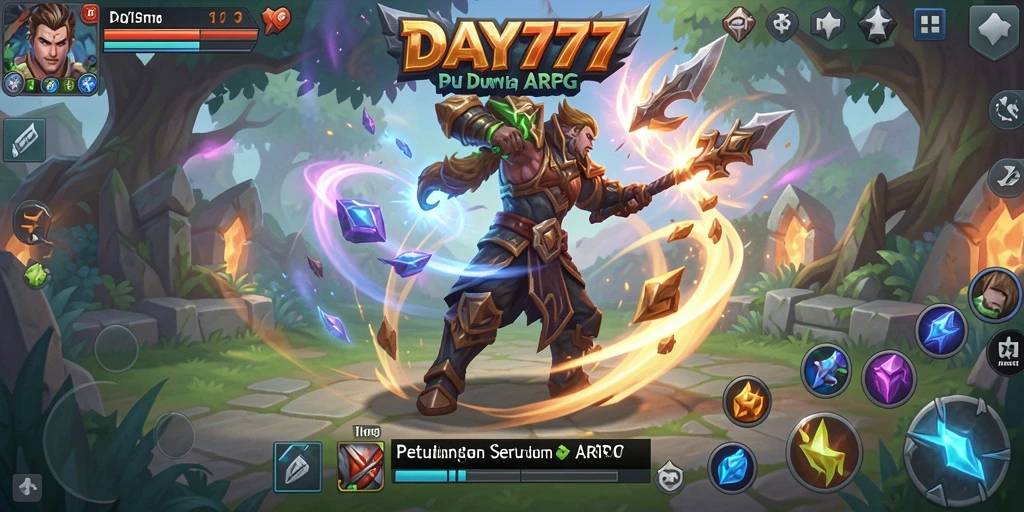 Tangkapan layar utama DAY777 menampilkan aksi mendebarkan dalam pertempuran ARPG.