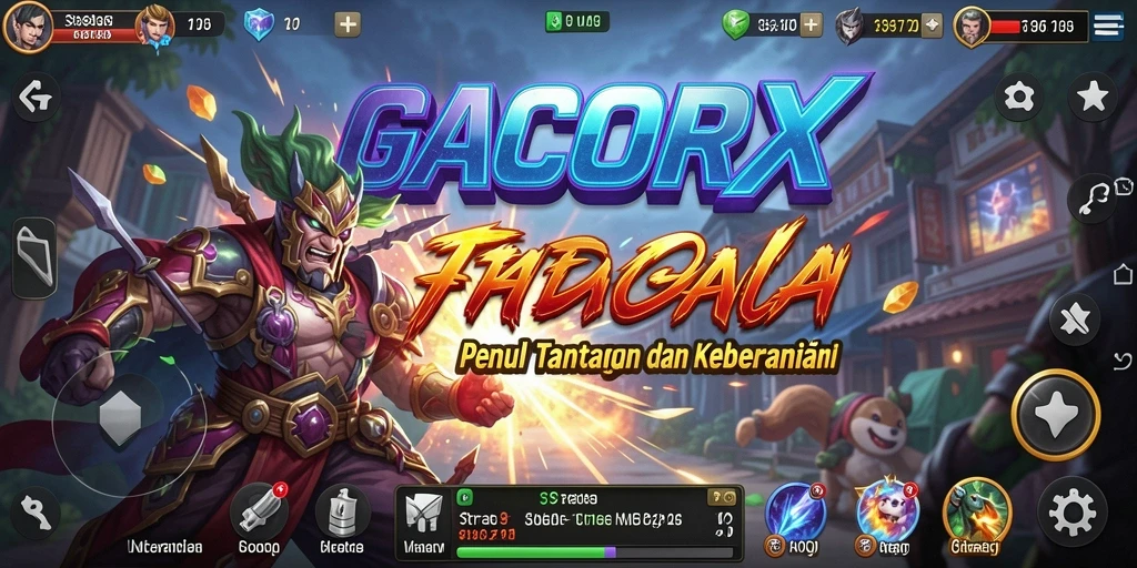 Tampilan gameplay GACORX dengan aksi strategi yang intens.