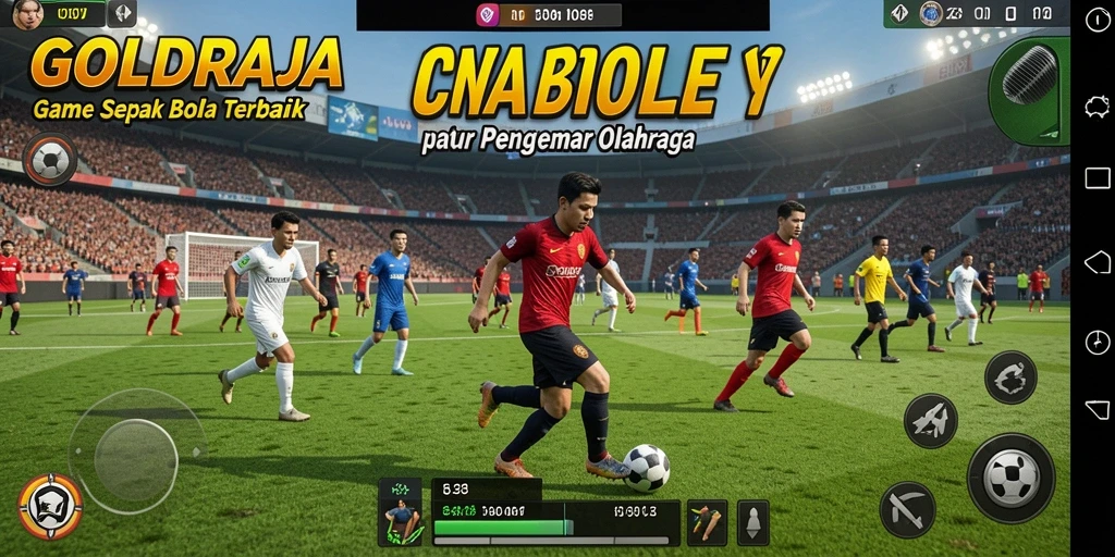 Tampilan gameplay mendebarkan di GOLDRAJA dengan aksi sepak bola yang realistis.