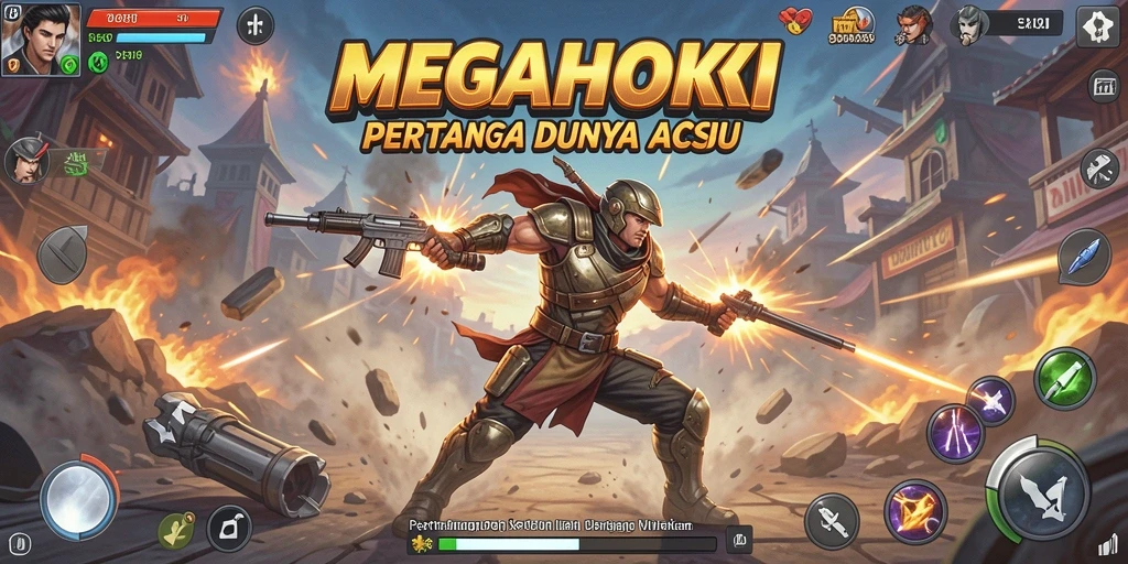Tampilan mendebarkan dari gameplay MEGAHOKI yang penuh aksi.