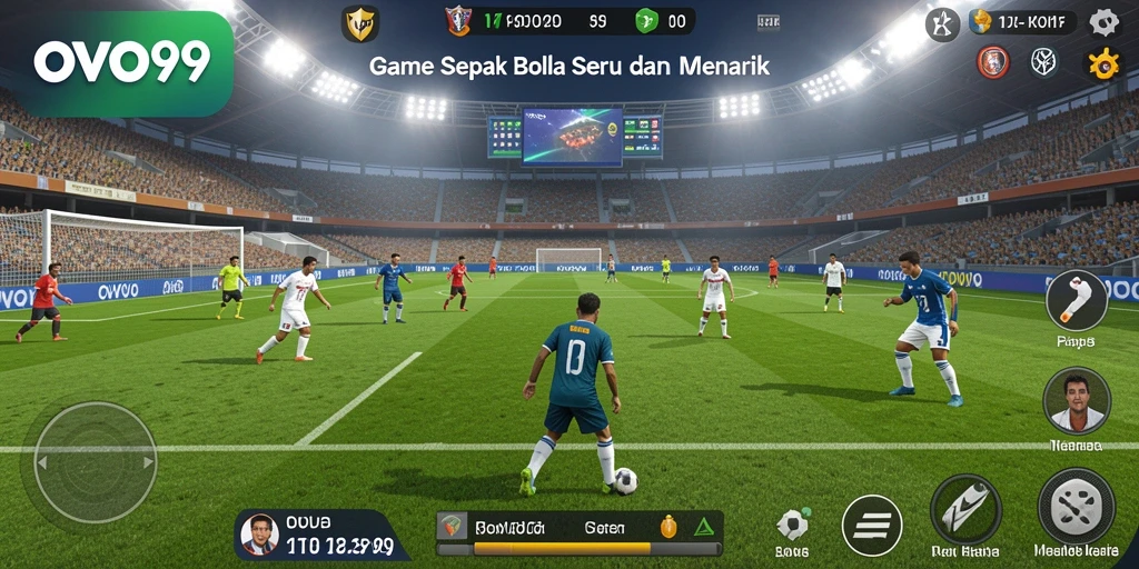 Tampilan menarik gameplay OVO99 menyajikan aksi sepak bola yang seru.