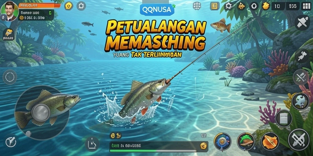 Tampilan gameplay Fishing yang seru dan imersif di QQNUSA.