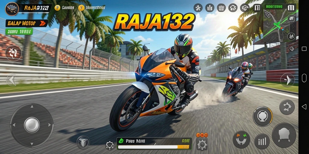 Screenshot aksi balapan motor yang seru di RAJA132.