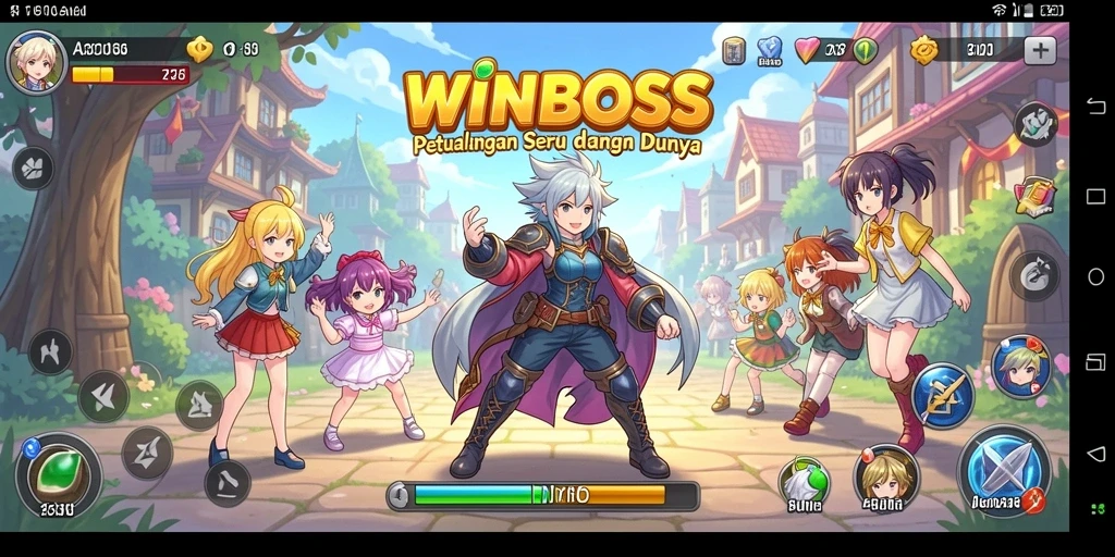 Screenshot gameplay WINBOSS menampilkan karakter Anime dalam aksi.